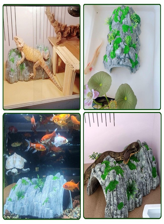 DBYANAN Reptile Hide Large Rock Turtle Cave Bearded Dragon Hideout Aquarium Caves Tortoise Habitat Accessories Leopard Gecko Hides Snake Cave Reptile Terrarium Hideaway (Large) - Image 2